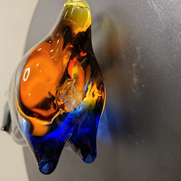 Vintage Murano Glass Cobalt and Amber Kitty Cat - Picture 9 of 10